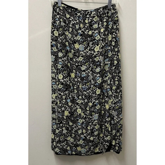 Sigrid Olsen Sport Womens Skirt 2P Black Floral Midi Front Slit Whimisgoth Fairy - Picture 2 of 9